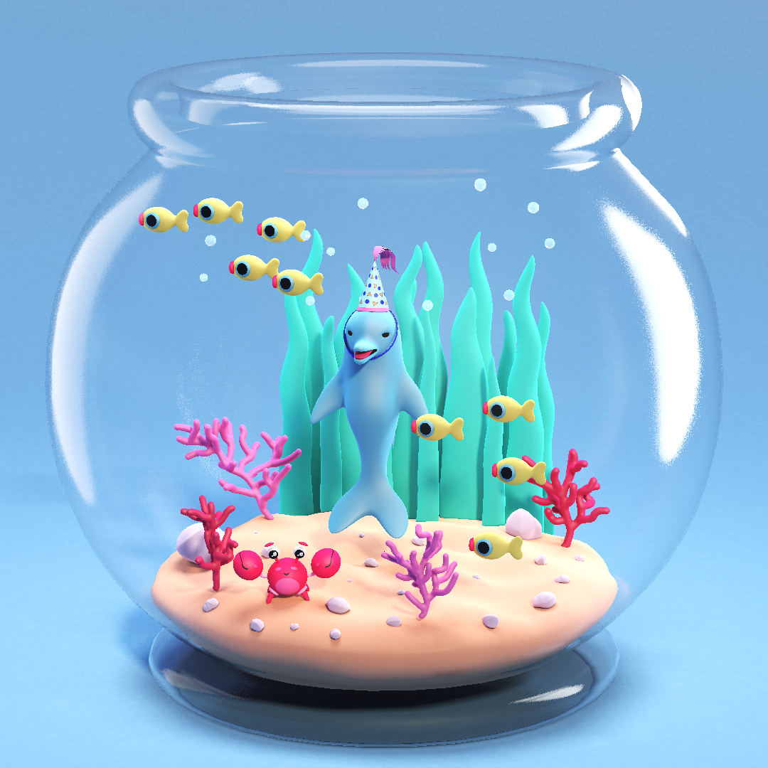 Dolphin and Crab fish bowl0108